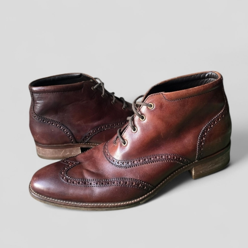 Cole Haan Liam Chukka Il Men's Wingtip Leather Ankle Boots Brogue Lace